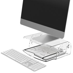 Addit monitor riser - adjustable 550, clear acrylic