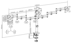 Equip 13"-27" Articulating Triple Monitor Desk Mount Bracket