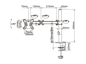 Equip 13"-27" Articulating Monitor Desk Mount Bracket