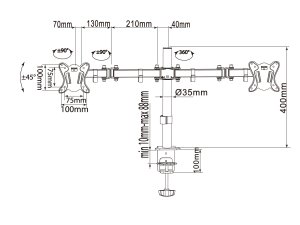 Equip 13"-27" Articulating Dual Monitor Desk Mount Bracket