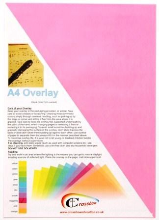 Crossbow Education A4 Overlay 5 pack: Magenta. Designed to support users with scotopic sensitivity Irlen Syndrome dyslexia or other visual stress