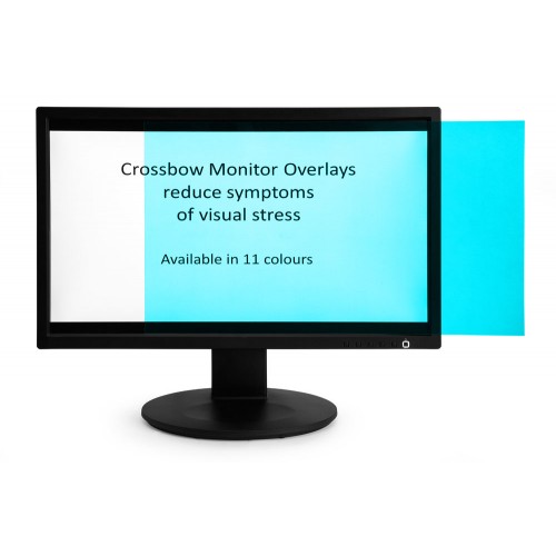 Crossbow Education Monitor Overlay Aqua- 24" Widescreen (299 x 529 mm). These overlays give a low cost screen tint that can give the user a nonadjustable approximate correction to aid their vision. Often users will require similar overlays for reading pap