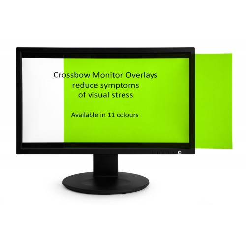 Crossbow Education Monitor Overlay Celery - 24" Widescreen (299 x 529 mm). These overlays give a low cost screen tint that can give the user a nonadjustable approximate correction to aid their vision. Often users will require similar overlays for reading
