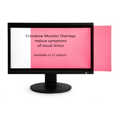 Crossbow Education Monitor Overlay Magenta - 24" Widescreen (299 x 529 mm). These overlays give a low cost screen tint that can give the user a nonadjustable approximate correction to aid their vision. Often users will require similar overlays for reading