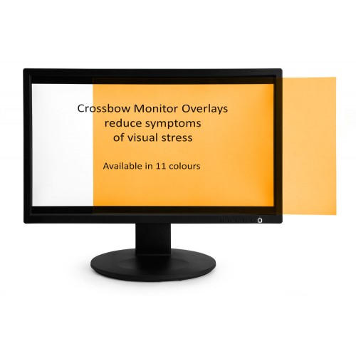 Crossbow Education Monitor Overlay Orange - 24" Widescreen (299 x 529 mm). These overlays give a low cost screen tint that can give the user a nonadjustable approximate correction to aid their vision. Often users will require similar overlays for reading