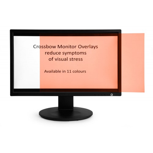 Crossbow Education Monitor Overlay Pink - 24" Widescreen (299 x 529 mm). These overlays give a low cost screen tint that can give the user a nonadjustable approximate correction to aid their vision. Often users will require similar overlays for reading pa