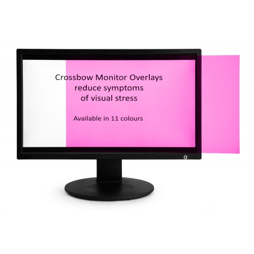 Crossbow Education Monitor Overlay Purple - 24" Widescreen (299 x 529 mm). These overlays give a low cost screen tint that can give the user a nonadjustable approximate correction to aid their vision. Often users will require similar overlays for reading