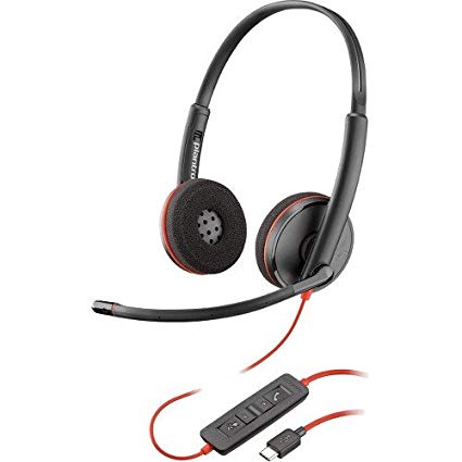 Plantronics blackwire C3220 binaural USB-A headset. Intuitive inline controls to answer/end calls control volume and mute