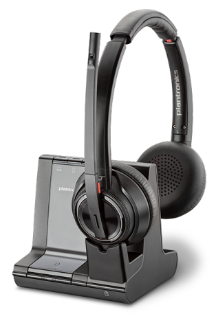 Plantronics SAVI-W8220-M Lync optimised wireless stereo binaural DECT Headset System.