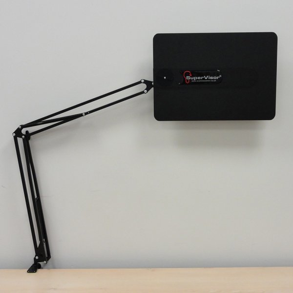 SuperVisor Clamp Mount Anti-glare Screen. The Supervisor is a product designed to block or limit the level of either natural or artificial light from a persons field of view. It consists of a large lightweight visor which is connected via a ball joint to