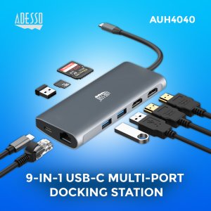 Adesso 9-IN-1 USB-C MULTI-PORT DOCKING STATION interface cards/adapter