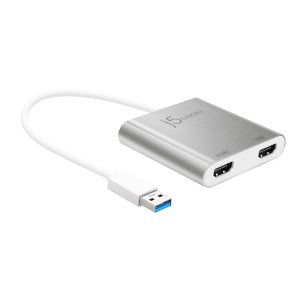 j5create JUA365 USB™ 3.0 to Dual HDMI Multi-Monitor Adapter, Silver