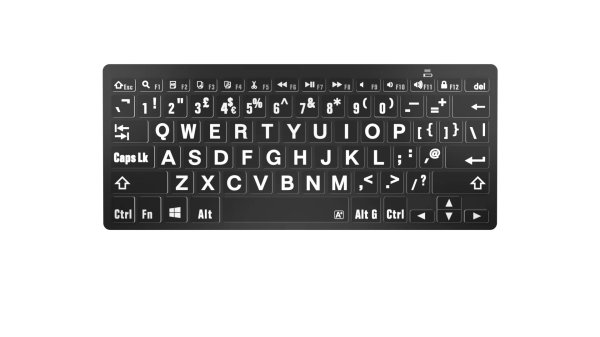 Visionaid VT Keys 2 Large print keyboard white letters on black keys Bluetooth.