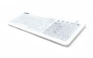 Accuratus AccuMed Glass keyboard Medical USB + Bluetooth QWERTY UK English White