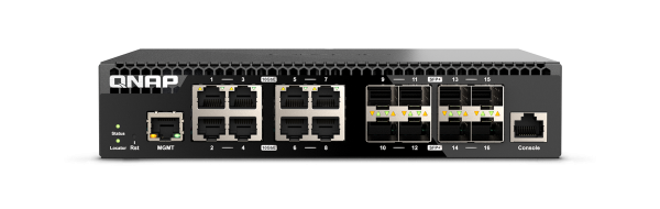 QNAP QSW-M3216R-8S8T Management Switch 16 port of 10GbE port speed 8 port SFP+ 8 port 10gbE RJ45 half-rackmount design