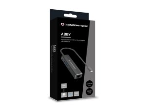 Conceptronic ABBY13B Gigabit Ethernet USB 3.2 Gen 1 Adapter with USB Hub, GbE, USB-A x 2, USB-C x 2