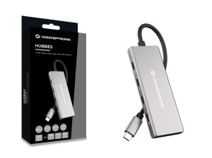 Conceptronic HUBBIES17G interface hub USB 3.2 Gen 2 (3.1 Gen 2) Type-C 10000 Mbit/s Grey