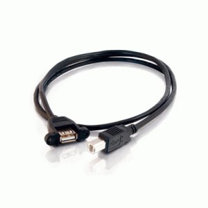 3ft USB 2.0 A Female to B Male Panel Mount Cable