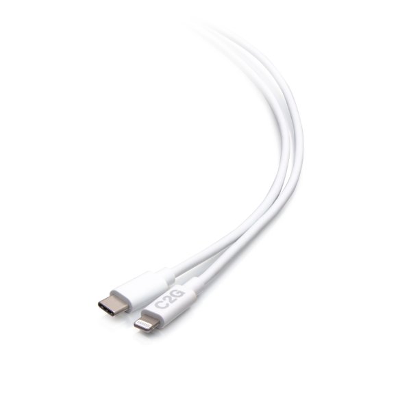 C2G 3ft (0.9m) USB-C® Male to Lightning Male Sync and Charging Cable - White