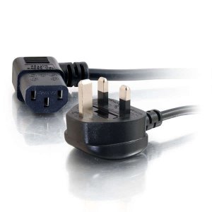 C2G 1m 18 AWG UK 90° Power Cord (IEC320C13R to BS 1363)