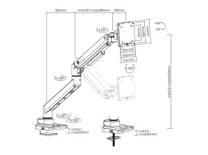 Equip 17"-49" Heavy-Duty Monitor Desk Mount Bracket, Black