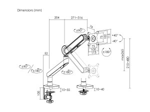 Equip 17"-35" Premium Monitor Desk Mount Bracket, White