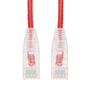 AddOn Networks 3ft Red CAT 6A Slim PVC Ethernet Cable Snagless Clear-Claw RJ-45 M/M