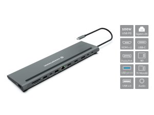 Conceptronic DONN17G laptop dock/port replicator Wired USB 3.2 Gen 1 (3.1 Gen 1) Type-C Grey