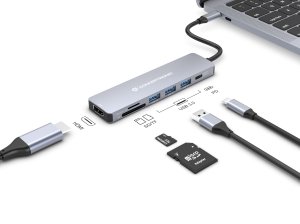 Conceptronic DONN19G 7-in-1 USB 3.2 Gen 1 Docking Station, HDMI, USB-A 3.0 x 3, SD, TF/MicroSD, 100W USB PD