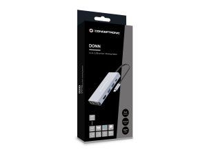 Conceptronic DONN20G 10-in-1 USB 3.2 Gen 1 Docking Station, HDMI, VGA, USB-A 3.0 x 3, SD, TF/MicroSD, Audio, GbE LAN, 100W USB PD