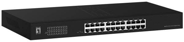 LevelOne Switch 24x GE GEU-2431 19\" Rack Mount Kit Unmanaged Gigabit Ethernet (10/100/1000) 1U Black