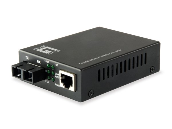 LevelOne RJ45 to SC Gigabit Media Converter, Single-Mode Fiber, 20km