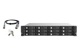 QNAP TL-R1220SEP-RP 120TB (Seagate Ironwolf Pro) 12-bay 2U rackmount SAS 12Gbps JBOD expansion enclosure with SAS expander; 2.5:/3.5 SAS 12Gbps & SAS/SATA 6Gbps drives; 4 x SFF-8644 Mini-SAS HD ports; redundant PSU HDD/SSD enclosure Black, Grey 2.5/3.5″