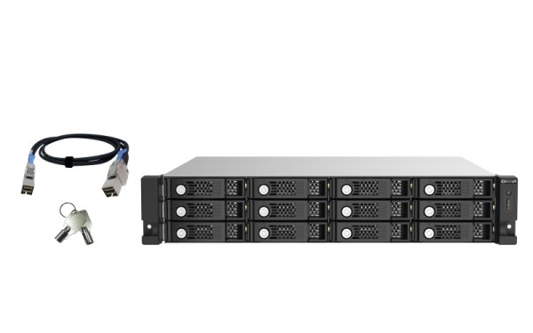 QNAP TL-R1220SEP-RP 144TB (Seagate Ironwolf Pro) 12-bay 2U rackmount SAS 12Gbps JBOD expansion enclosure with SAS expander; 2.5:/3.5 SAS 12Gbps & SAS/SATA 6Gbps drives; 4 x SFF-8644 Mini-SAS HD ports; redundant PSU HDD/SSD enclosure Black, Grey 2.5/3.5"