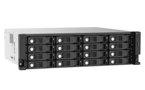 QNAP TL-R1620SEP-RP 128TB (Seagate Exos) 16-bay 3U rackmount SAS 12Gbps JBOD expansion enclosure with SAS expander; 2.5/3.5 SAS 12Gbps & SAS/SATA 6Gbps drives; 4 x SFF-8644 Mini-SAS HD ports; redundant PSU HDD/SSD enclosure Black, Grey 2.5/3.5"