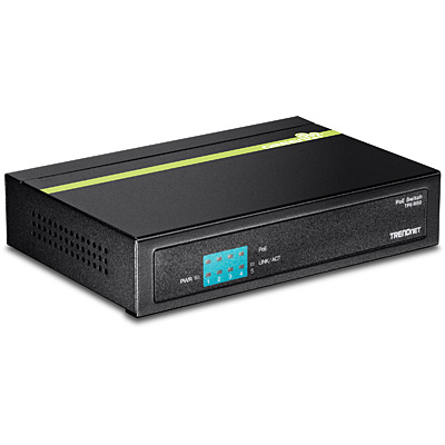 Trendnet TPE-S50 network switch Unmanaged L2 Fast Ethernet (10/100) Power over Ethernet (PoE) Black