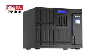 QNAP TVS-h1688X-W1250-32G 120TB (Seagate Ironwolf) 16-Bay TurboNAS (12 x 3.5 HDD + 4 x 2.5 SSD); SATA 6G; Intel Xeon W-1250 6 cores 12 threads 3.3 GHz (boost up to 4.7 GHz); 32GB DDR4 ECC RAM (max. 128GB); 4 x 2.5GbE; 2 x 10GBASE-T 10GbE; 2 x M.2 22110/ N