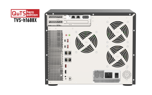 QNAP TVS-h1688X-W1250-32G 144TB (WD RED PRO) 16-Bay TurboNAS (12 x 3.5 HDD + 4 x 2.5 SSD); SATA 6G; Intel Xeon W-1250 6 cores 12 threads 3.3 GHz (boost up to 4.7 GHz); 32GB DDR4 ECC RAM (max. 128GB); 4 x 2.5GbE; 2 x 10GBASE-T 10GbE; 2 x M.2 22110/2280 N N