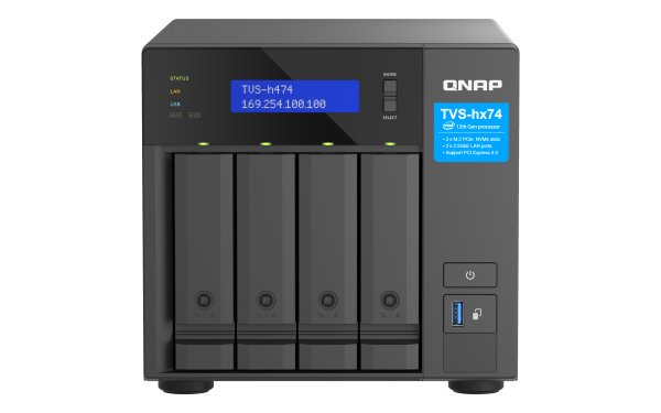 QNAP TVS-H474 NAS Tower Intel® Pentium® G7400 8 GB DDR4 QuTS hero Black