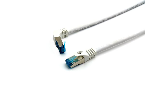 Equip Cat.6A S/FTP Patch Cable, Angled to Straight plug, 0.5m, White