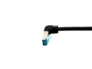 Equip Cat.6A S/FTP Patch Cable, Angled to Straight plug, 5.0m, Black