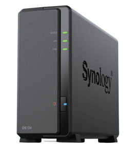 Synology DiskStation DS124 NAS Desktop Realtek RTD1619B 1 GB DDR4 16 TB HDD DiskStation Manager Black
