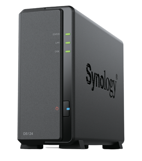 Synology DiskStation DS124 NAS Desktop Realtek RTD1619B 1 GB DDR4 16 TB HDD DiskStation Manager Black