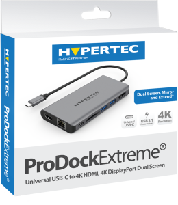 Hypertec ProDock ProDockExtreme Gen2 - Universal USB-C Dock with HDMI DisplayPort Dual Screen