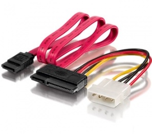 SATA Power Supply Cable, 1 x 5.25″ Male to 1 x SATA 15pin + 1 x SATA 7pin