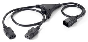 Power Y-Cable, 2 x IEC C13 to 1 x IEC C14, 1.6m