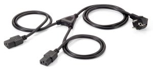 Power Y-Cable, 2 x IEC C13 to 1 x 90 degrees Schuko, 1.8m