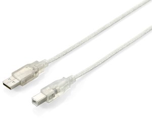 Equip USB 2.0 Type A to Type B Cable, 1.0m , Transparent silver