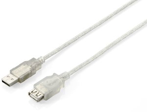 Equip USB 2.0 Type A Extension Cable Male to Female, 3.0m , Transparent Silver