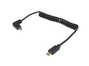 USB 2.0 C to C 90°angled Coiled Cable, M/M, 1 m